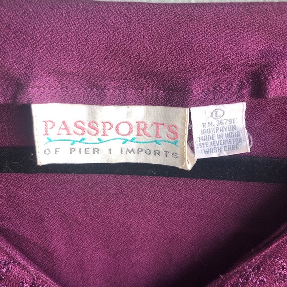 Vintage Passports Pier One Size Large Dress Purple - Picture 2 of 6